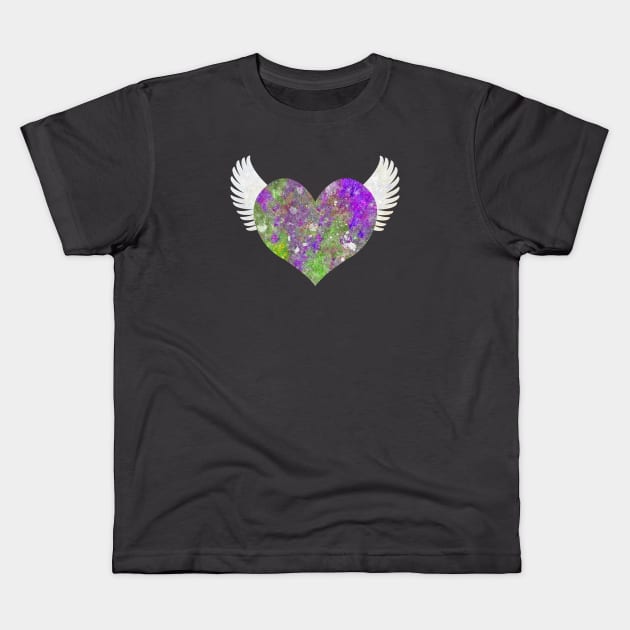 Stone Heart - Purple and Green Kids T-Shirt by RawSunArt